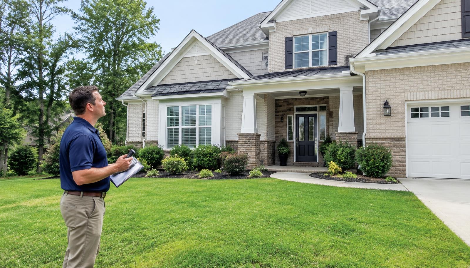 Home inspector evaluating a well-maintained home before it is listed for sale